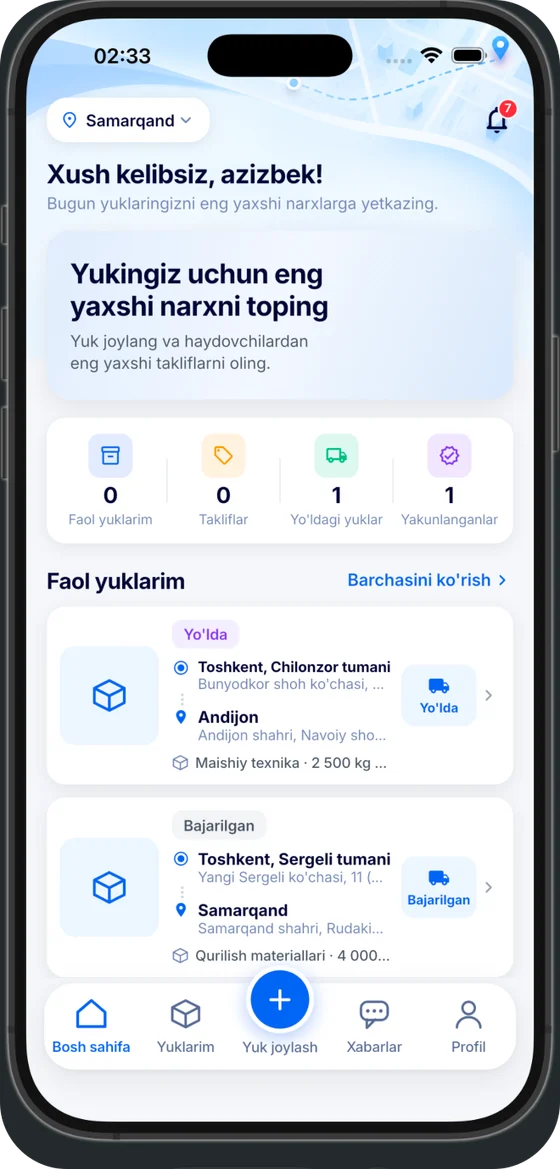 Yuk egasi ekrani
